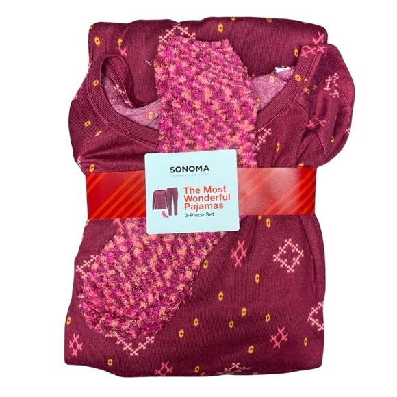 Sonoma three piece pajama pack gift set soft snuggly comfy includes socks Large - Picture 1 of 4